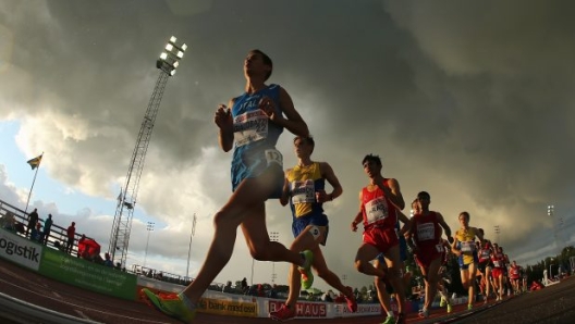 Alessandro Giacobazzi durante i 10.000 m all'Ekangen Arena Eskilstuna, in Svezia. (Photo by Joosep Martinson/Getty Images)