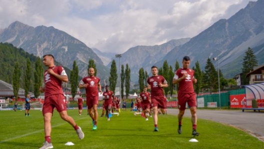 L'allenamento del Torino, in ritiro a Bormio (foto Marco Alpozzi, LaPresse)