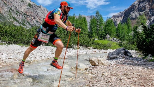 Michele Evangelisti in un passaggio della Lavaredo Ultra Trail 2018