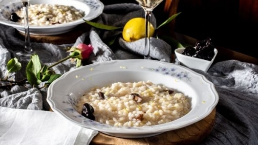 Primo piatto, risotto al limone e prugne