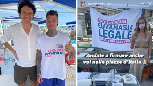 Marco Cappato con Fedez, tra i sostenitori della campagna insieme con sua moglie Chiara Ferragni