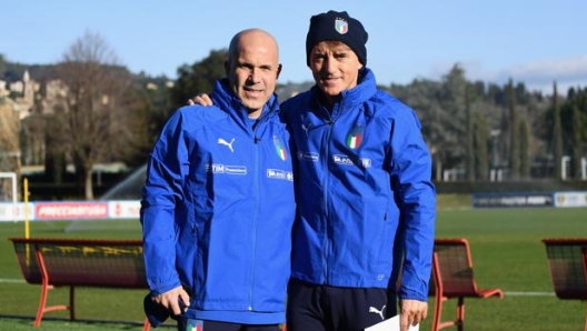 Gigi Di Biagio e Roberto Mancini a Coverciano. Getty