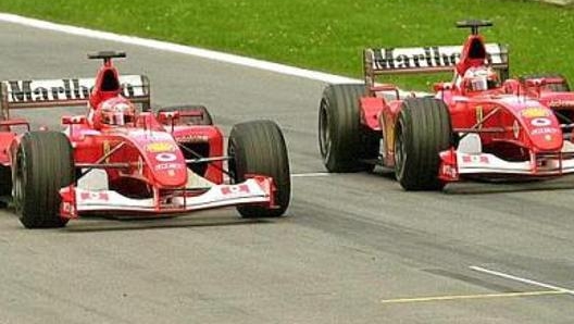 Schumacher e Barichello in Austra nel 2002 il giorno della doppietta Ferrari