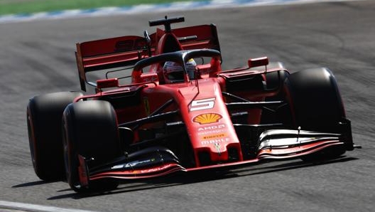 Sebastian Vettel in azione a Hockenheim con la Ferrari. Getty