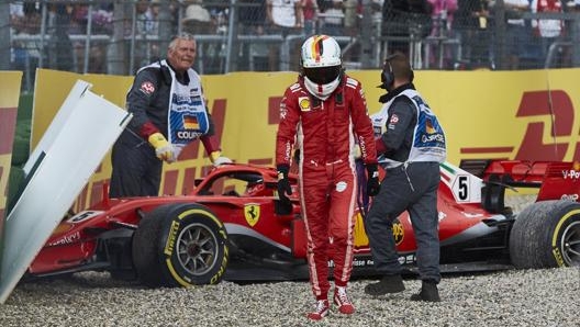 Luscita di pista di Vettel in Germania un anno fa. Getty