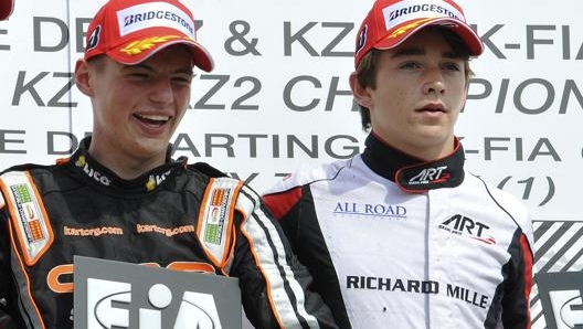 Max Verstappen e Charles Leclerc 15enni in kart nel 2013. Press.net