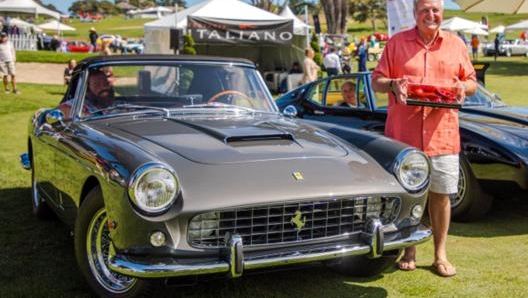 Ron Corradini accanto alla Ferrari 250 GT II Cabriolet che si è aggiudicata il Best in Show