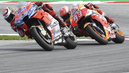 Jorge Lorenzo precede Marc Marquez nel GP d'Austria del 2018. Ap