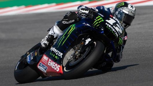 Maverick Viñales in azione a Misano sulla sua Yamaha. Ansa