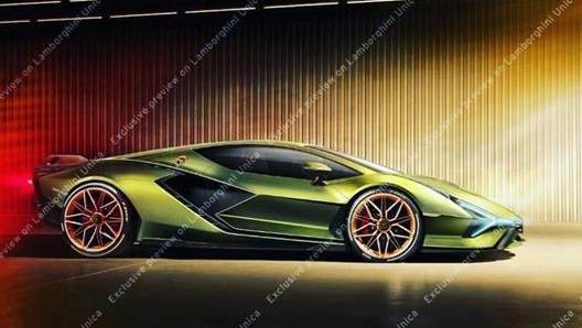 Il disegno della Lamborghini Sian inviato ai clienti del marchio con la app Unica