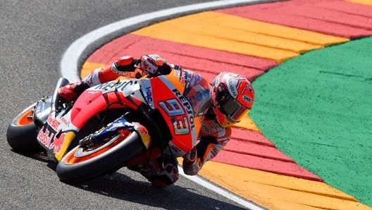 Marc Marquez durante le qualifiche di Aragon. Afp