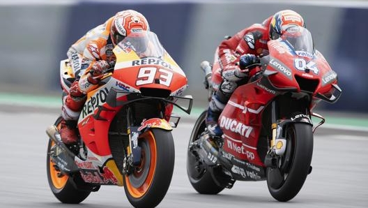 Lotta fra Marquez e Dovizioso. Getty