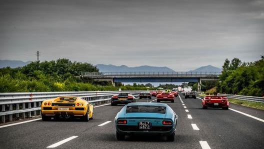 Le Lamborghini in autostrada con direzione Trieste