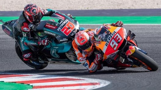 Il duello fra Marc Marquez e Fabio Quartararo. Ansa