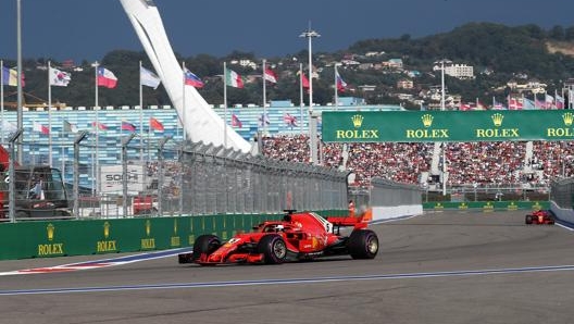 Sebastian Vettel a Sochi nel 2018. LaPresse