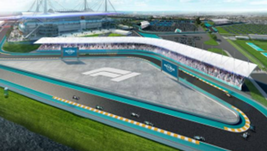 Una proiezione del circuito nell'area dell'Hard Rock Stadium di Miami