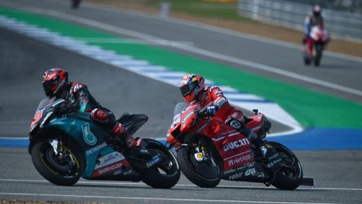 Fabio Quartararo e Andrea Dovizioso in pista a Buriram. Afp