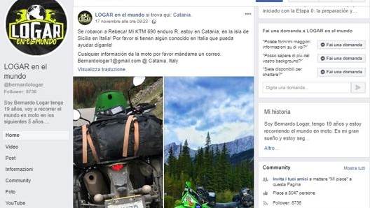 Una schermata della pagina Facebook di Logar