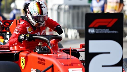 Vettel esce dalla sua Ferrari dopo le qualifiche, sarà in prima fila. Getty