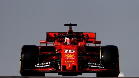 Charles Leclerc in pista a Yas Marina durante i test. Getty