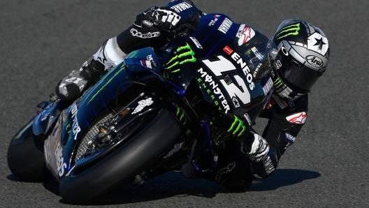 Maverick Vinales in azione sulla Yamaha. Afp