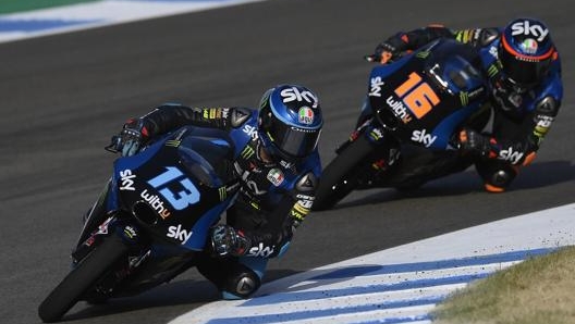 Celestino Vietti e Andrea Migno in azione a Jerez. Getty