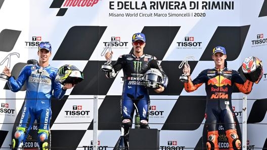 Il podio del GP dell'Emilia Romagna. Afp