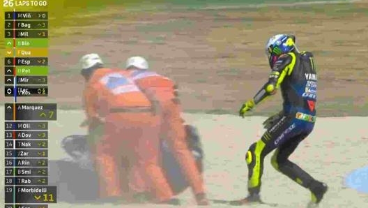 La caduta di Valentino Rossi