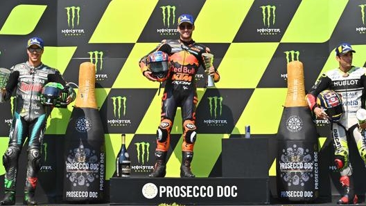 Il podio del GP di Brno. Afp