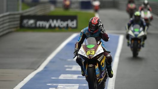 Le Energica sono anche protagoniste nel campionato del mondo MotoE. Afp