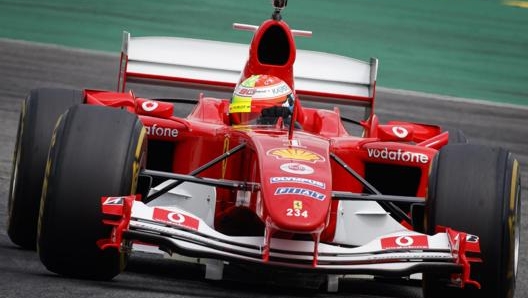 Mick Schumacher sulla F2004 del padre nel 2019 a Hockenheim. Epa