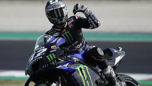 Maverick Vinales dopo la pole di sabato a Misano. Lapresse