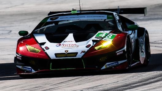 La Lamborghini Huracán Gt3 Evo numero 48 vincitrice del titolo team e piloti nella Michelin Endurance Cup del campionato Imsa