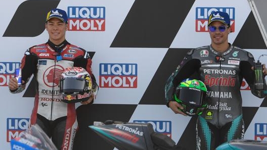 Takaaki Nakagami e Franco Morbidelli. Afp