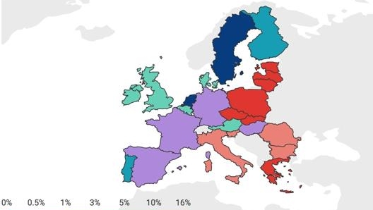 Quota di mercato delle auto elettriche per nazione 2019