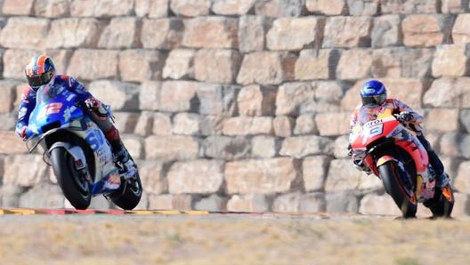 Alex Rins e Alex Marquez ad Aragon. Afp