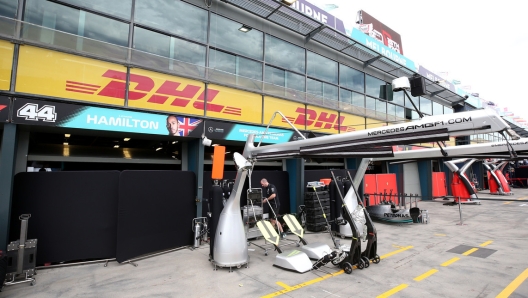 I box Mercedes nel GP di Melbourne 2020, non disputato per l’arrivo della pandemia da Covid. Getty Images