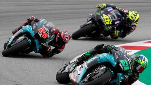 Franco Morbidelli precede Fabio Quartararo e Valentino Rossi al Montmelò EPA