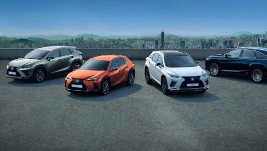 La gamma delle Suv Lexus: da sinistra UX, NX, RX e RX L