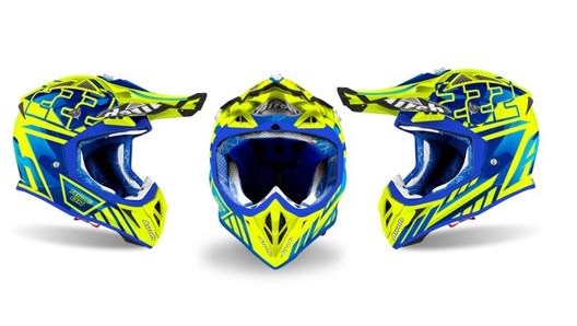 Il casco da cross  Airoh  Aviator  2.3 - Cairoli  2020 replica decorato in chrome tech