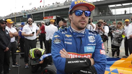 Fernando Alonso, 38 anni, a Indianapolis nel 2019. Non riuscì a qualificarsi con la sua McLaren. AP