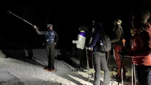 Unescursione notturna con le ciaspole in Valchiavenna. Masperi