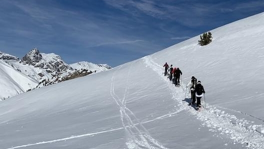 Un pendio sul percorso fuoripista da Trepalle (So) a Crap da la Paré (2.390 metri), che sormonta Livigno. Masperi