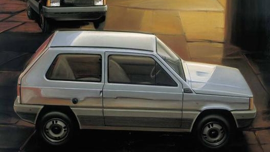 Uno dei figurini a tempera disegnati da Giorgetto Giugiaro per illustrare il design ai dirigenti Fiat