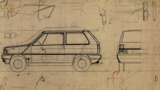 Un altro dei disegni attraverso i quali Giugiaro creò lo stile della Panda originale