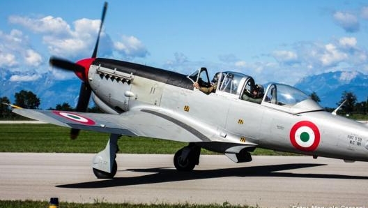 Il G.59 I-MRSV in rullaggio all’Aeroporto di Rivolto, in occasione del 55° Anniversario delle Frecce Tricolori. Cecconi