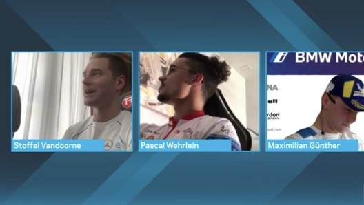 Il podio della terza gara: al centro il vincitore, Pascal Wehrlein, a sinistra il 2°, Stoffel Vandoorne, a destra i 3°, Max Gunther