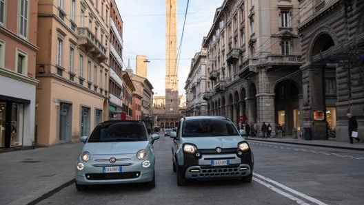 Le Fiat 500 e Panda Hybrid per le vie del centro di Bologna