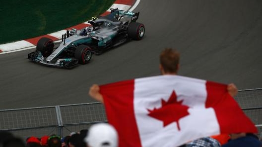 La Mercedes di Bottas in azione a Montreal 2019. Afp