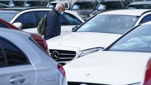 In cerca di un'auto in un concessionario di Berlino. Getty